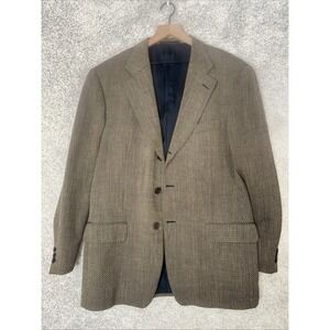Ermenegildo Zegna Mens Wool & Linen Blazer, 3 Button, Tweed US42R